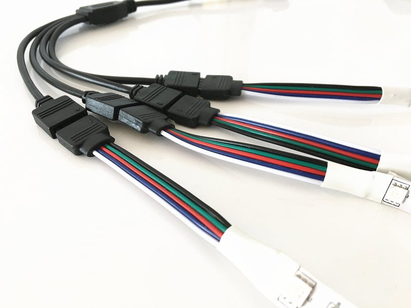 HUALAND 2pcs Pack Black 1 to 4 Splitter Cable Connection Cable 5 Pin Splitter Cable LED Strip Connector 4 Way Splitter Y Splitter for One to Two 5050 3528 RGBW LED Light Strip - Image 5